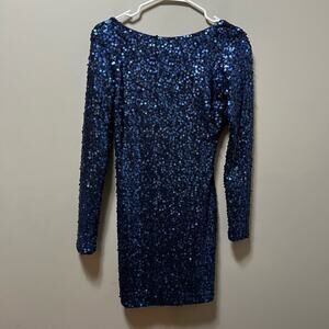 Dress‎ The Population Blue Sequin Bodycon Dress Medium Party Vegas Sexy